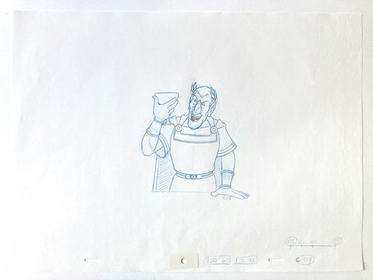 Asterix in America Cesar Original Production Used Animation Art Drawing. For sale on FLIP Gallery