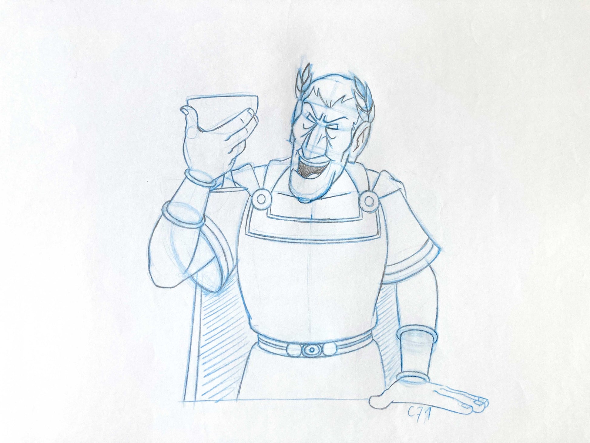 Asterix in America Cesar Original Production Used Animation Art Drawing. For sale on FLIP Gallery