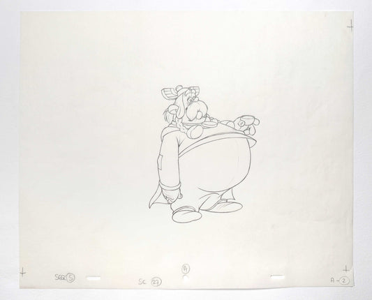 Asterix in Britain : Original Animation Drawing of Zebigbos (Astérix chez les Bretons, 1986). For sale on FLIP Gallery