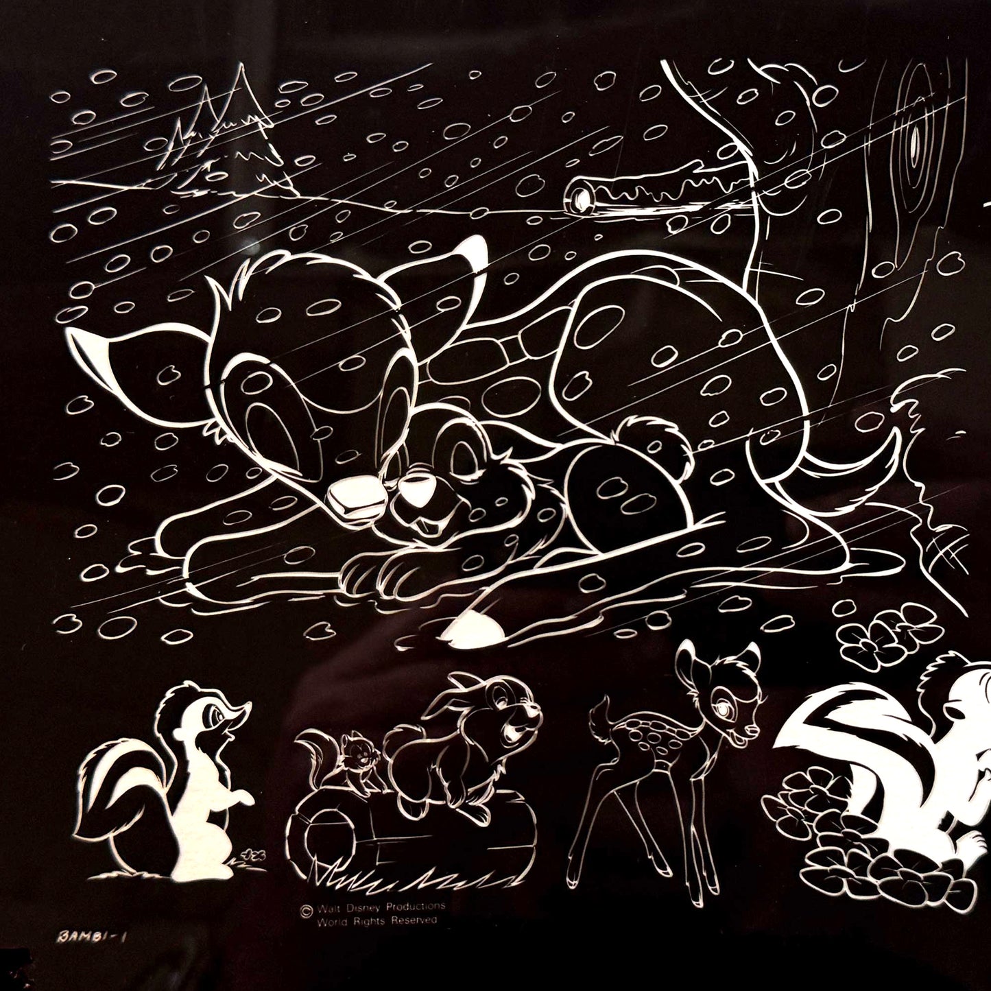 BAMBI Rare Original Disney Model Sheet Film Negative – Walt Disney Productions (1990’s). For sale on FLIP Gallery