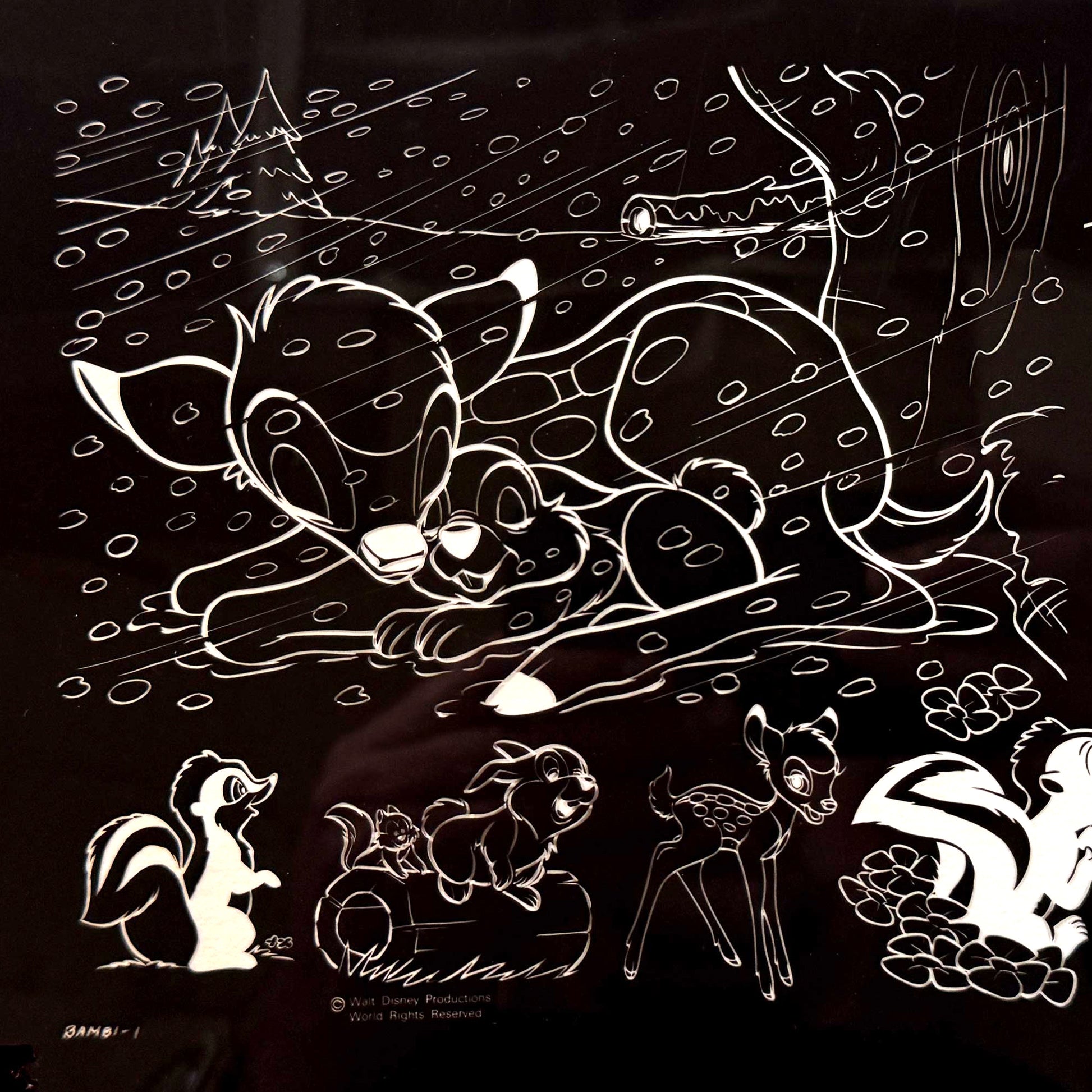BAMBI Rare Original Disney Model Sheet Film Negative – Walt Disney Productions (1990’s). For sale on FLIP Gallery
