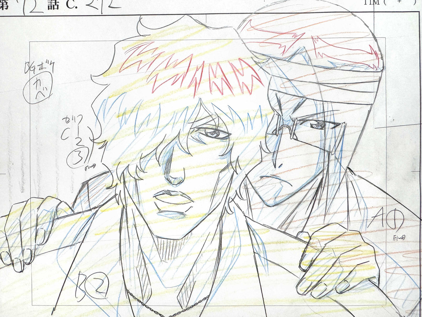 BLEACH Original Animation Production Layout Drawing of Sado “Chad” Yasutora ( Studio Pierrot, 2000’s). For sale on FLIP Gallery