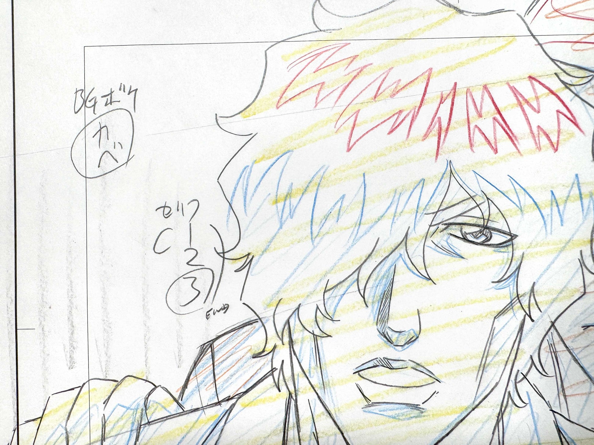 BLEACH Original Animation Production Layout Drawing of Sado “Chad” Yasutora ( Studio Pierrot, 2000’s). For sale on FLIP Gallery