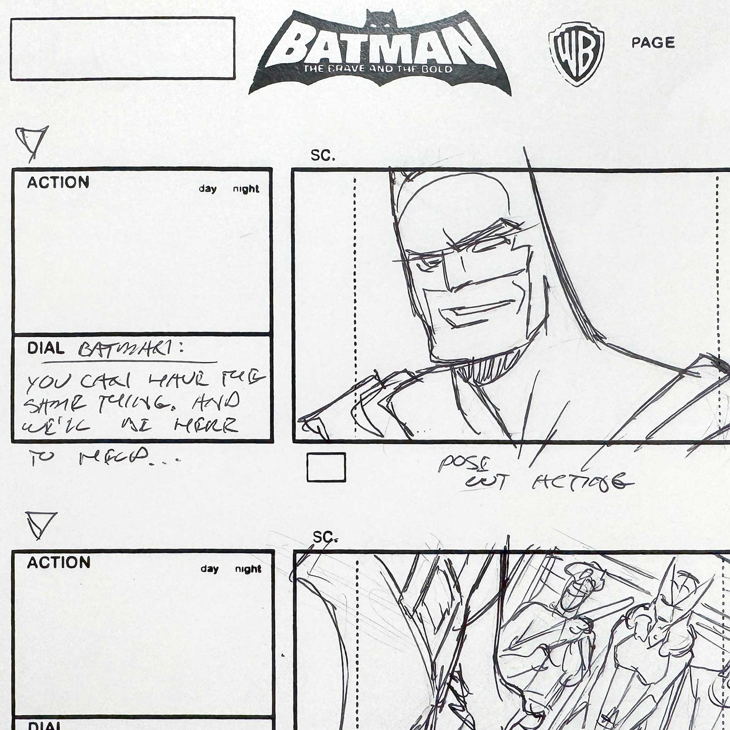 Batman: The Brave and the Bold : Original Storyboard Drawing Signed by Jeff Johnson (2008–2011). For sale on FLIP Gallery