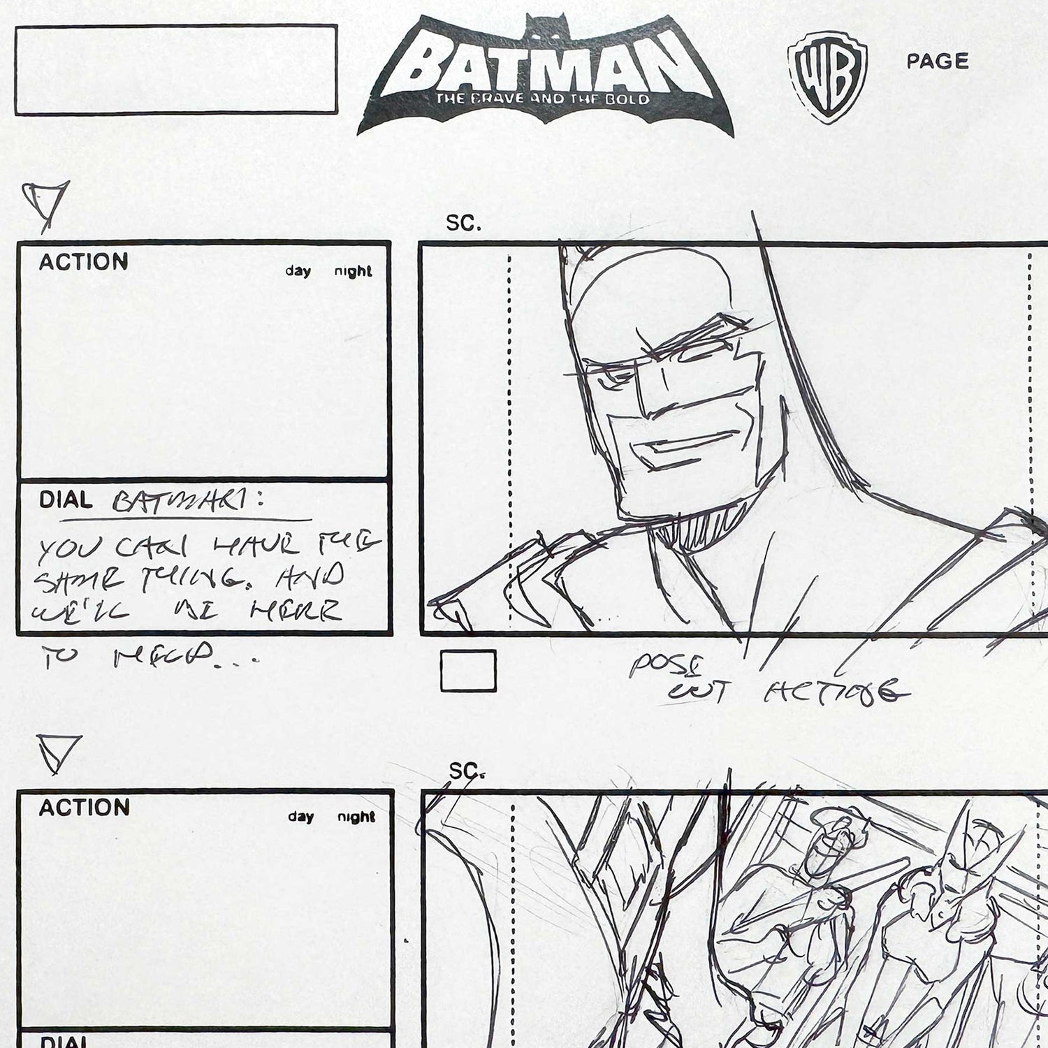 Batman: The Brave and the Bold : Original Storyboard Drawing Signed by Jeff Johnson (2008–2011). For sale on FLIP Gallery