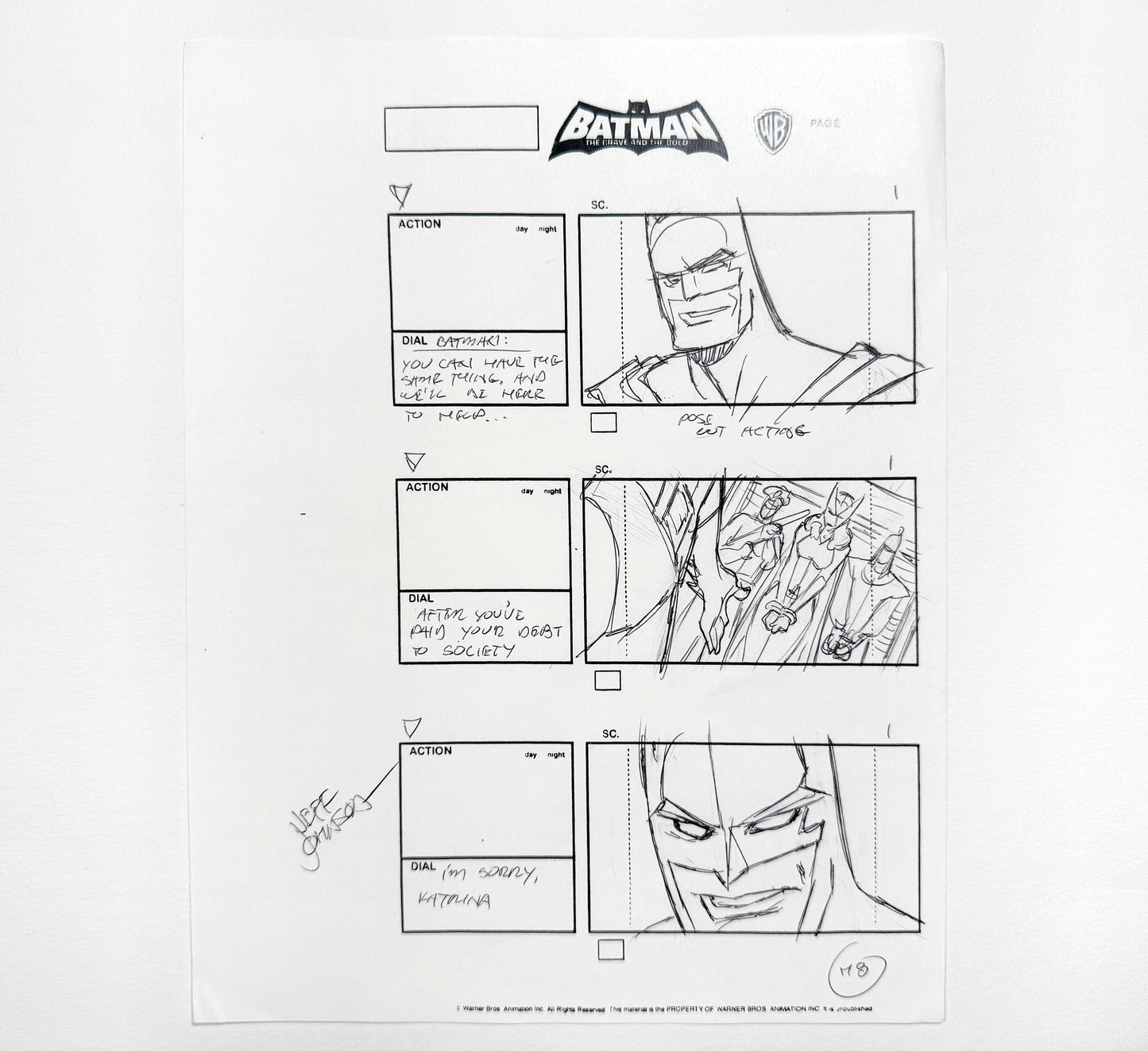Batman: The Brave and the Bold : Original Storyboard Drawing Signed by Jeff Johnson (2008–2011). For sale on FLIP Gallery