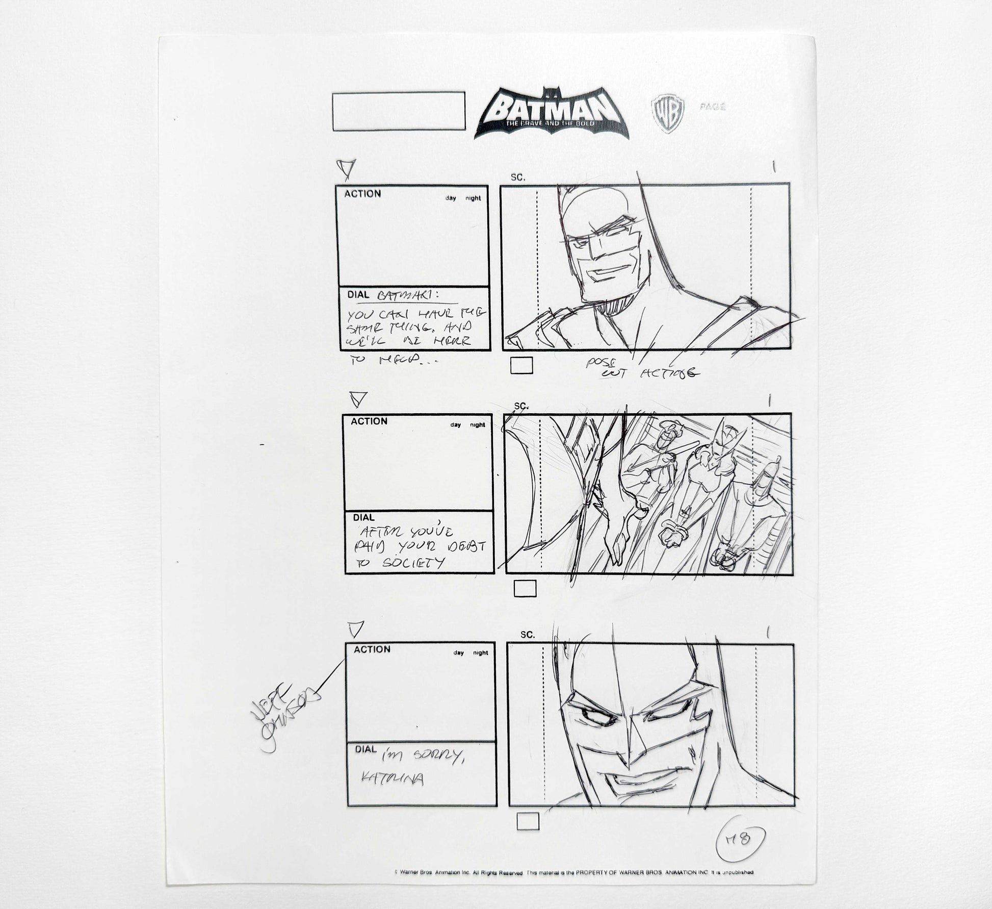 Batman: The Brave and the Bold : Original Storyboard Drawing Signed by Jeff Johnson (2008–2011). For sale on FLIP Gallery
