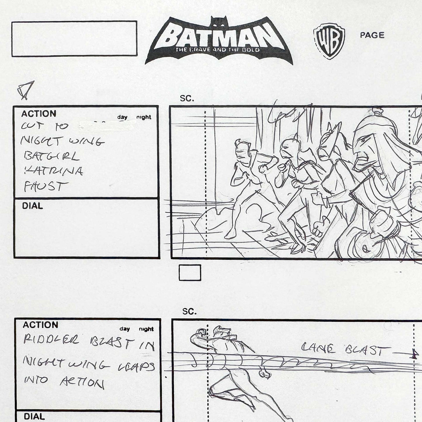 Batman The Brave and the Bold : Original Storyboard Drawing Signed by Jeff Johnson (2008–2011). For sale on FLIP Gallery