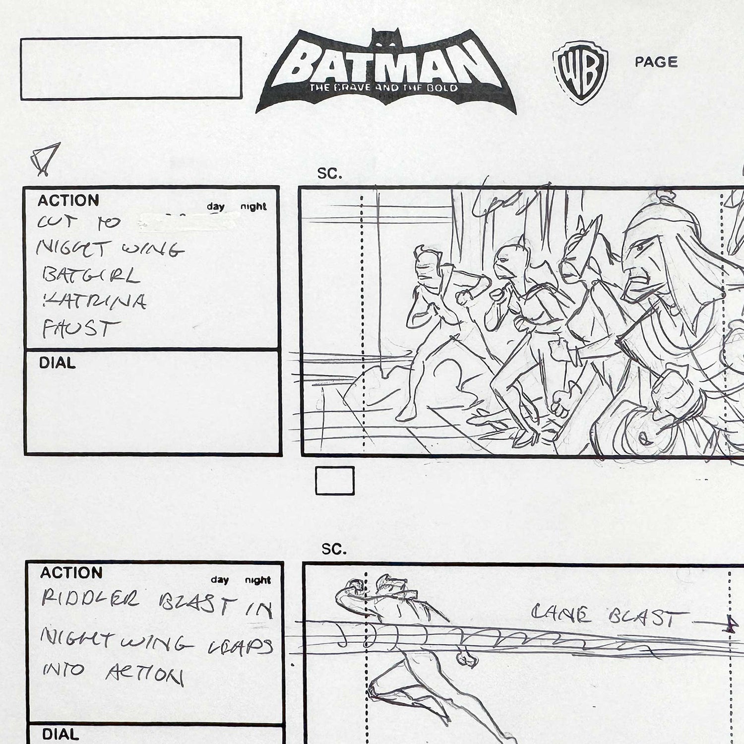 Batman The Brave and the Bold : Original Storyboard Drawing Signed by Jeff Johnson (2008–2011). For sale on FLIP Gallery