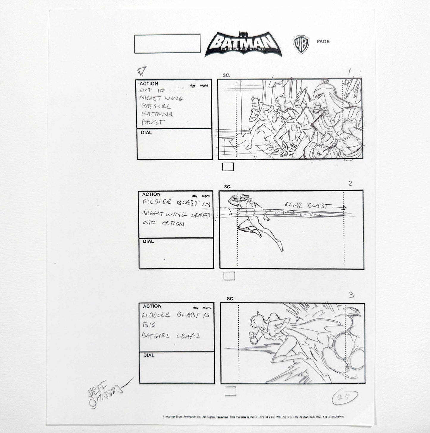 Batman The Brave and the Bold : Original Storyboard Drawing Signed by Jeff Johnson (2008–2011). For sale on FLIP Gallery