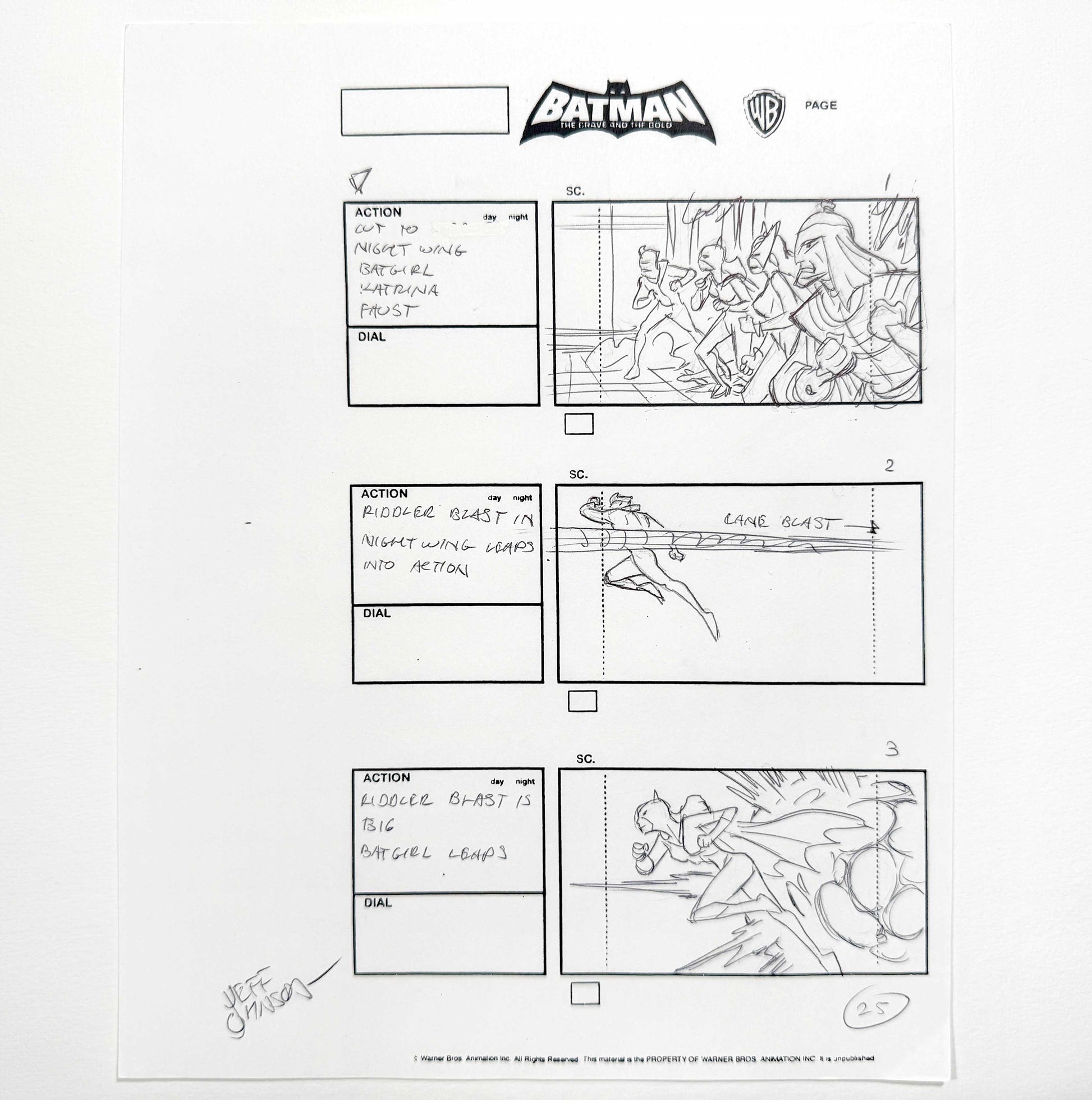 Batman The Brave and the Bold : Original Storyboard Drawing Signed by Jeff Johnson (2008–2011). For sale on FLIP Gallery