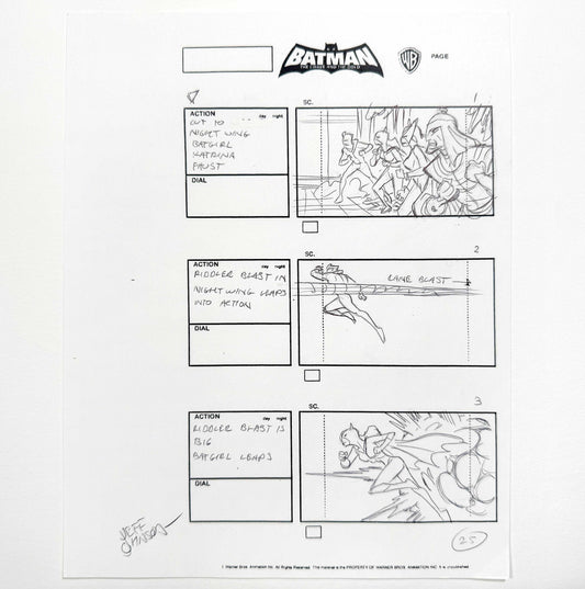 Batman The Brave and the Bold : Original Storyboard Drawing Signed by Jeff Johnson (2008–2011). For sale on FLIP Gallery