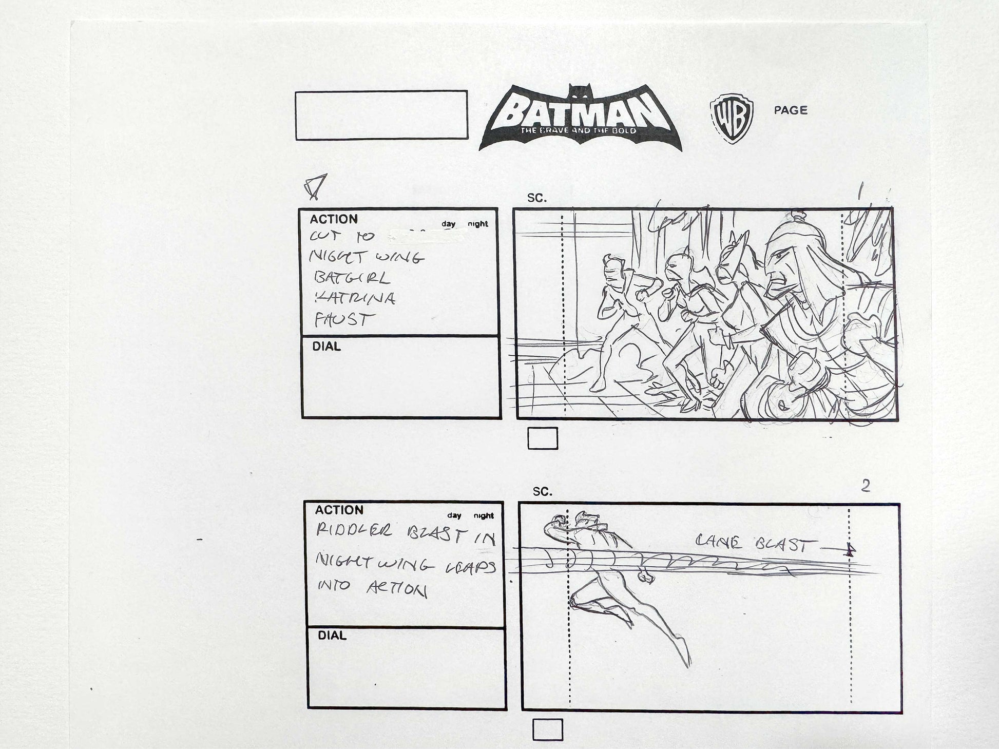 Batman The Brave and the Bold : Original Storyboard Drawing Signed by Jeff Johnson (2008–2011). For sale on FLIP Gallery