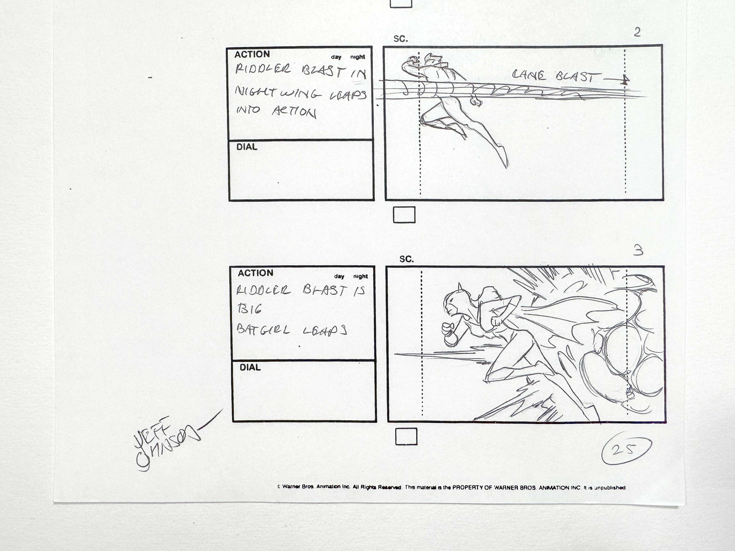 Batman The Brave and the Bold : Original Storyboard Drawing Signed by Jeff Johnson (2008–2011). For sale on FLIP Gallery