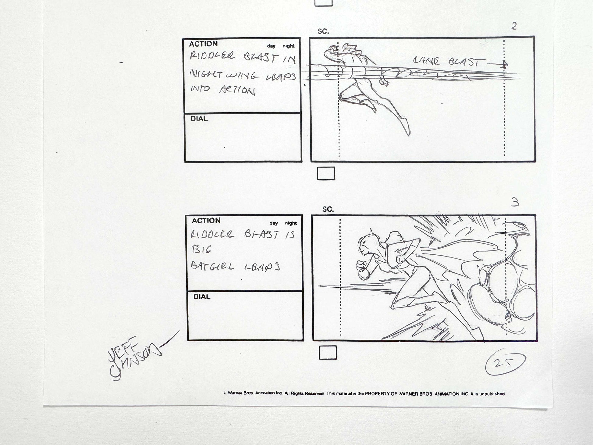 Batman The Brave and the Bold : Original Storyboard Drawing Signed by Jeff Johnson (2008–2011). For sale on FLIP Gallery