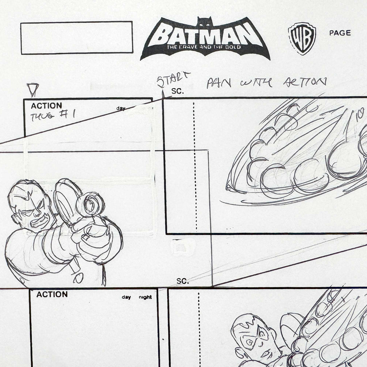 Batman The Brave and the Bold : Original Storyboard Drawing Signed by Jeff Johnson (2008–2011). For sale on FLIP Gallery