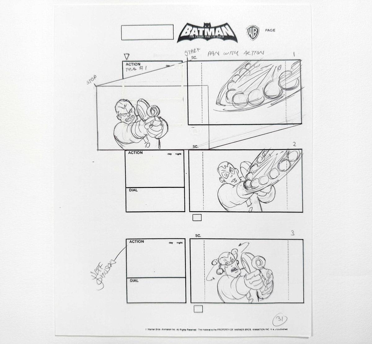 Batman The Brave and the Bold : Original Storyboard Drawing Signed by Jeff Johnson (2008–2011). For sale on FLIP Gallery