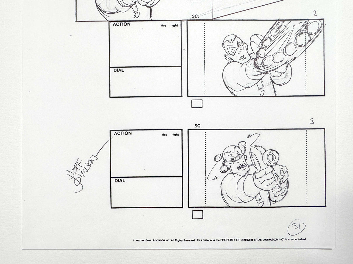 Batman The Brave and the Bold : Original Storyboard Drawing Signed by Jeff Johnson (2008–2011). For sale on FLIP Gallery