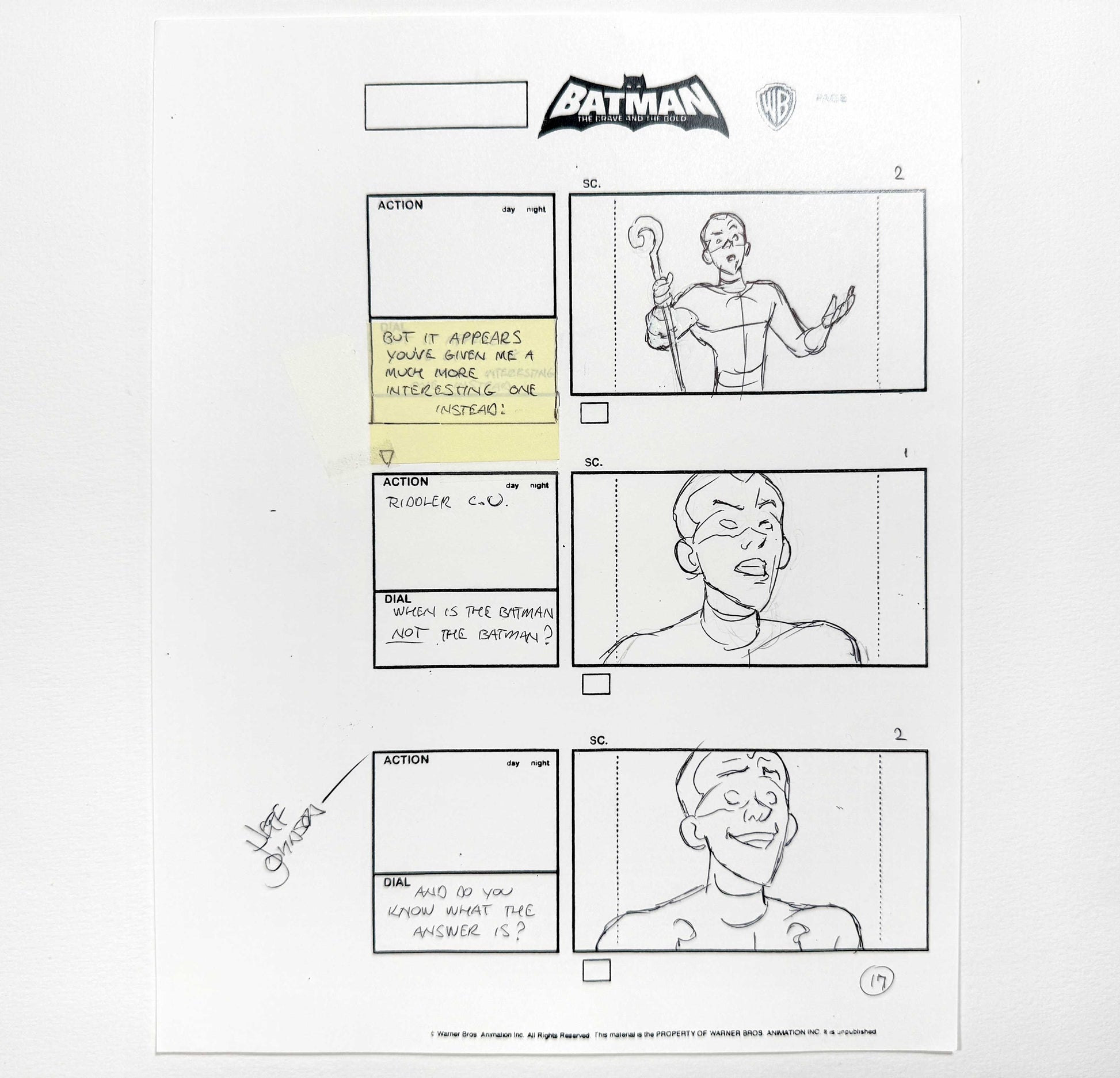 Batman: The Brave and the Bold : Original Storyboard Drawing Signed by Jeff Johnson (2008–2011). For sale on FLIP Gallery
