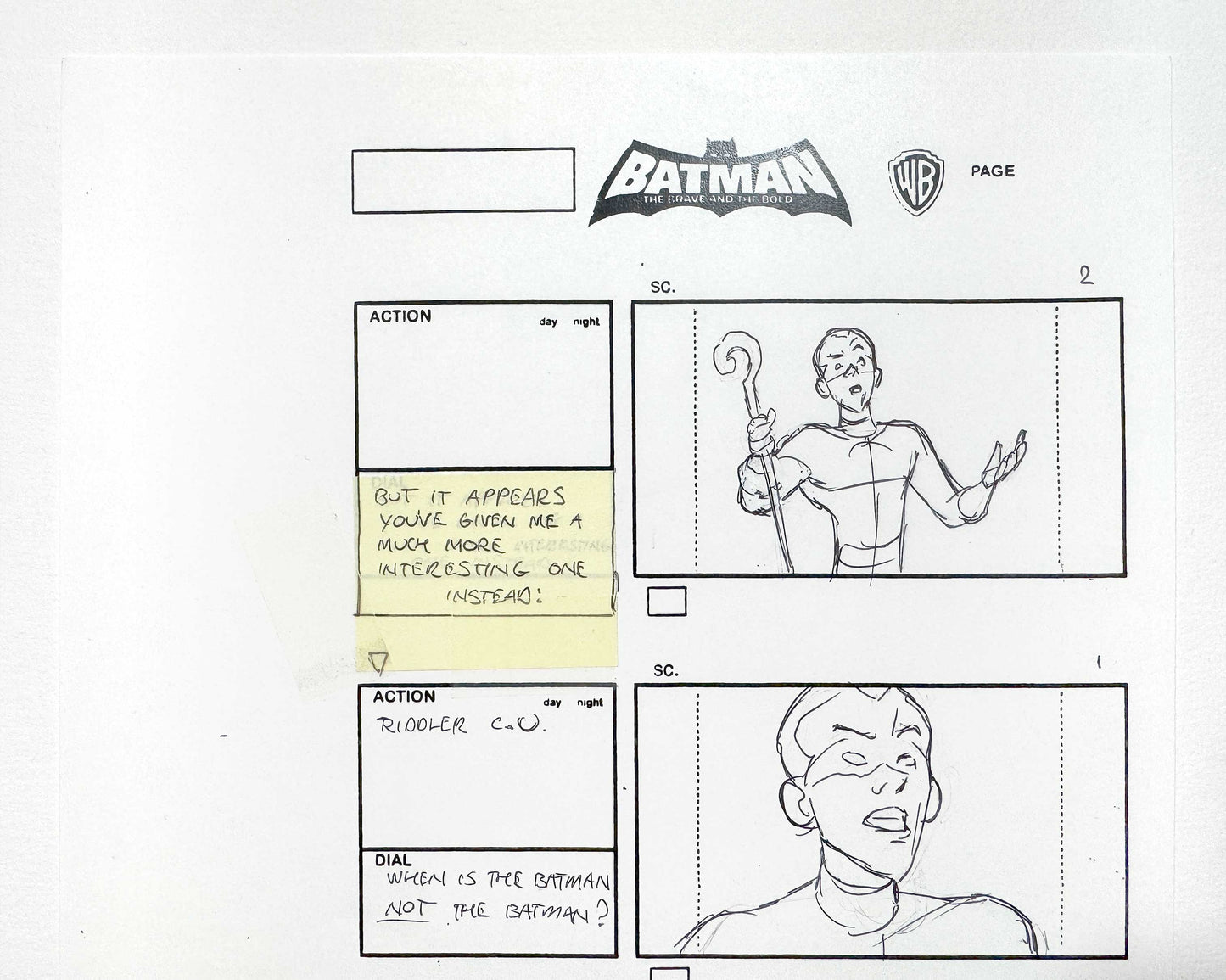 Batman: The Brave and the Bold : Original Storyboard Drawing Signed by Jeff Johnson (2008–2011). For sale on FLIP Gallery