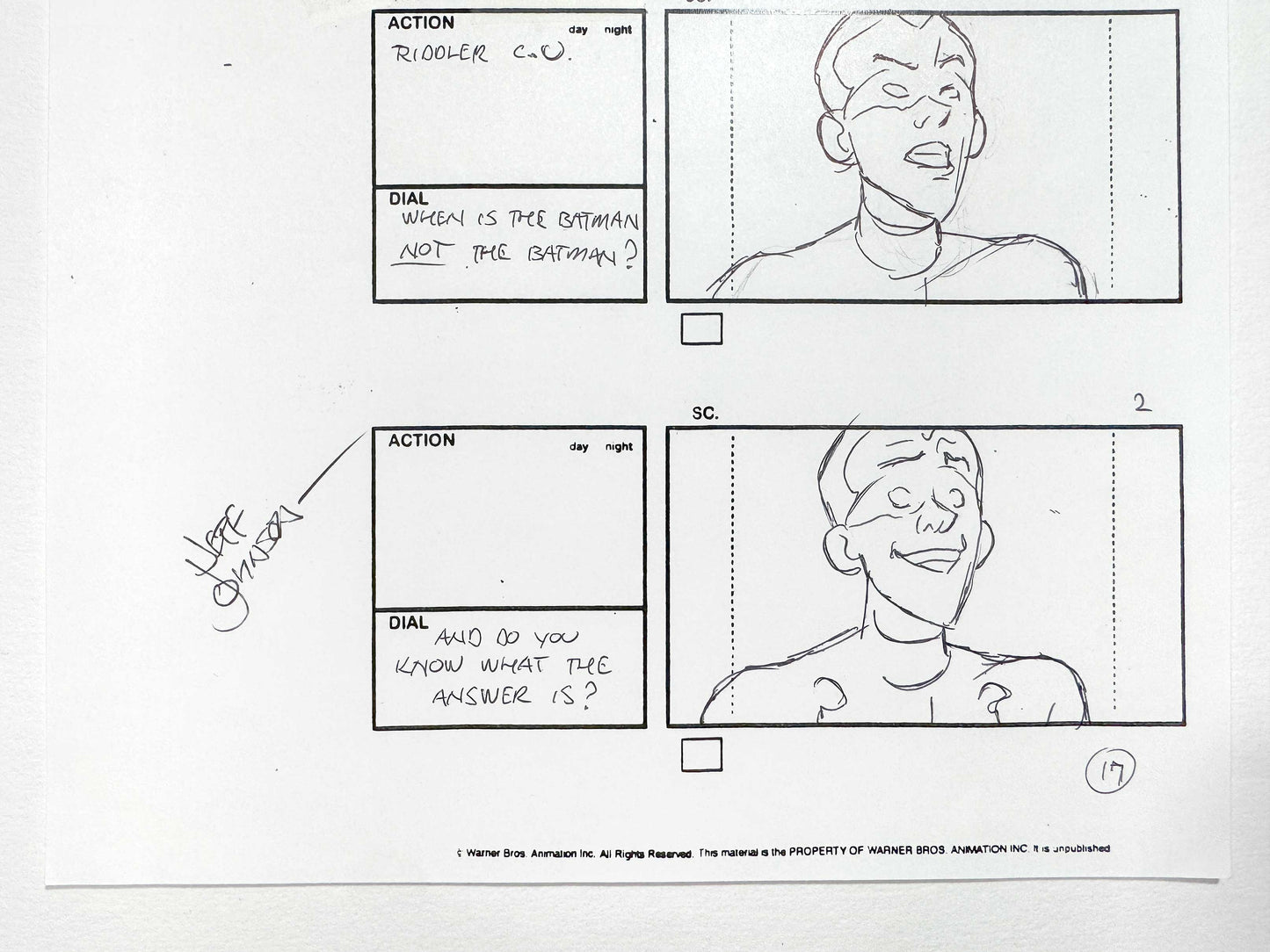 Batman: The Brave and the Bold : Original Storyboard Drawing Signed by Jeff Johnson (2008–2011). For sale on FLIP Gallery