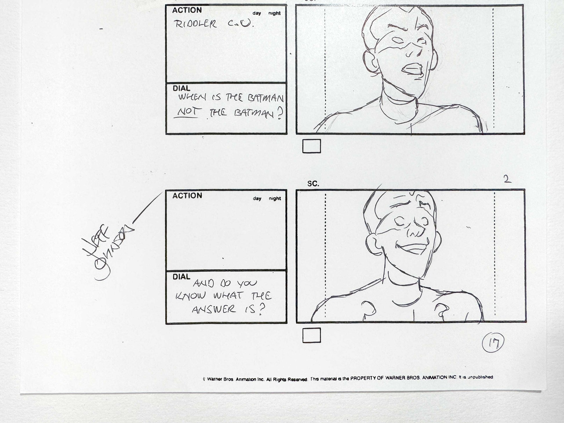 Batman: The Brave and the Bold : Original Storyboard Drawing Signed by Jeff Johnson (2008–2011). For sale on FLIP Gallery