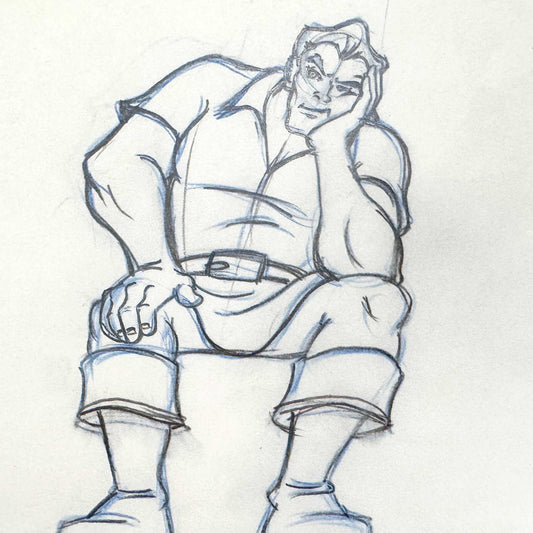 Beauty and the Beast Gaston Original Rough Animation Production Drawing (Walt Disney, 1991). For sale on FLIP Gallery