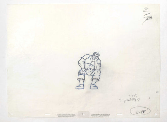 Beauty and the Beast Gaston Original Rough Animation Production Drawing (Walt Disney, 1991). For sale on FLIP Gallery