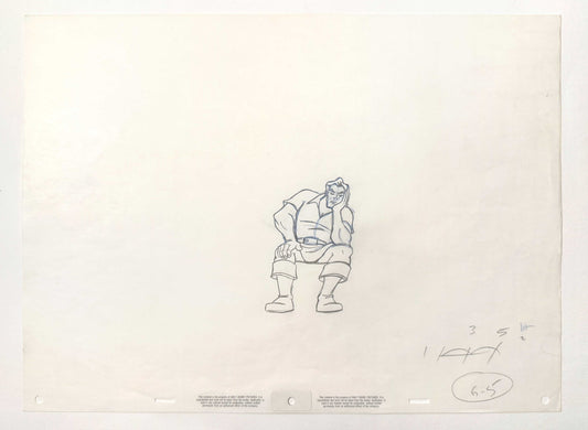 Beauty and the Beast - Gaston Original Rough Animation Production Drawing (Walt Disney, 1991). For sale on FLIP Gallery