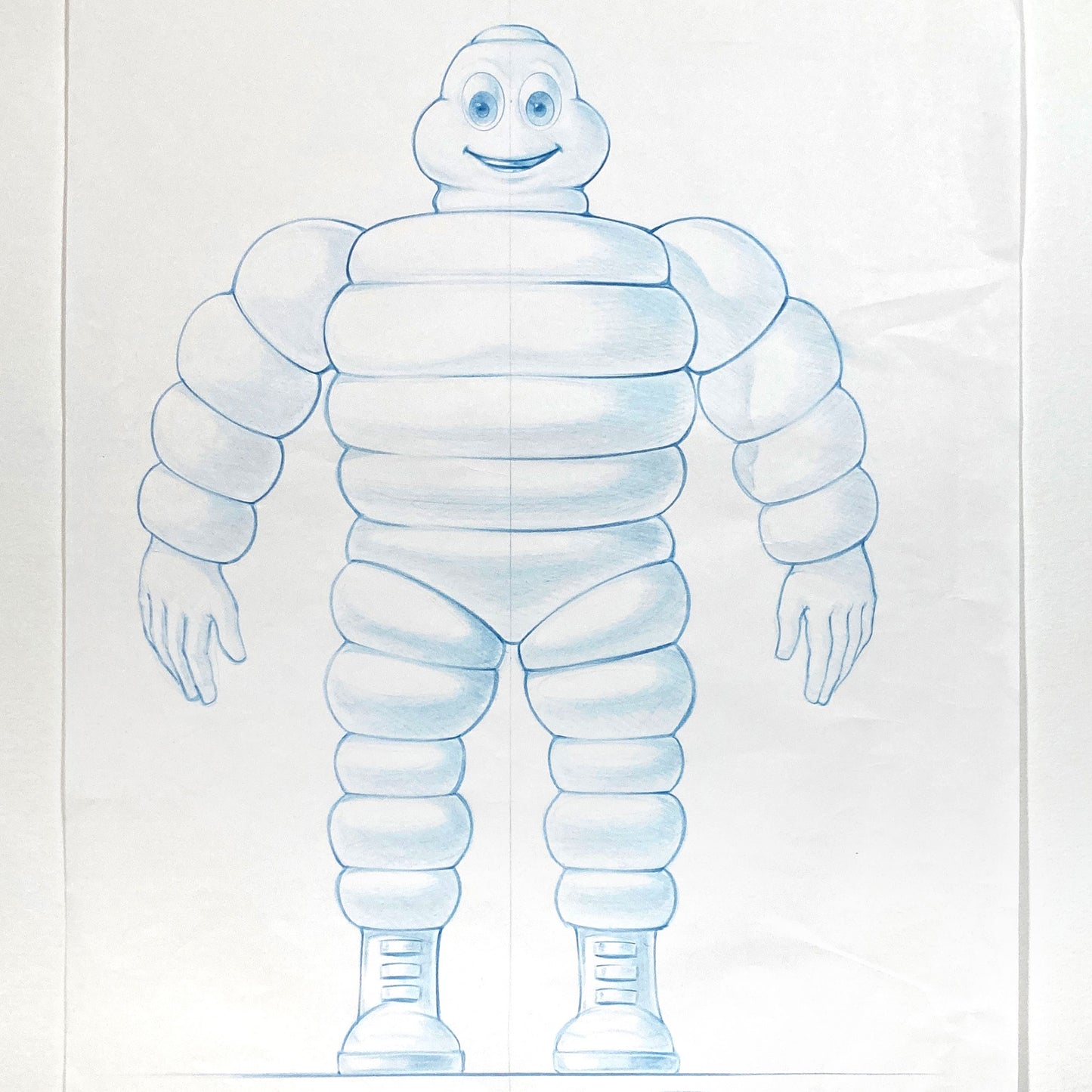 Original Vintage Concept Art – Michelin Man Advertising Signed Sketch by Jeff Julian. For sale on FLIP Gallery