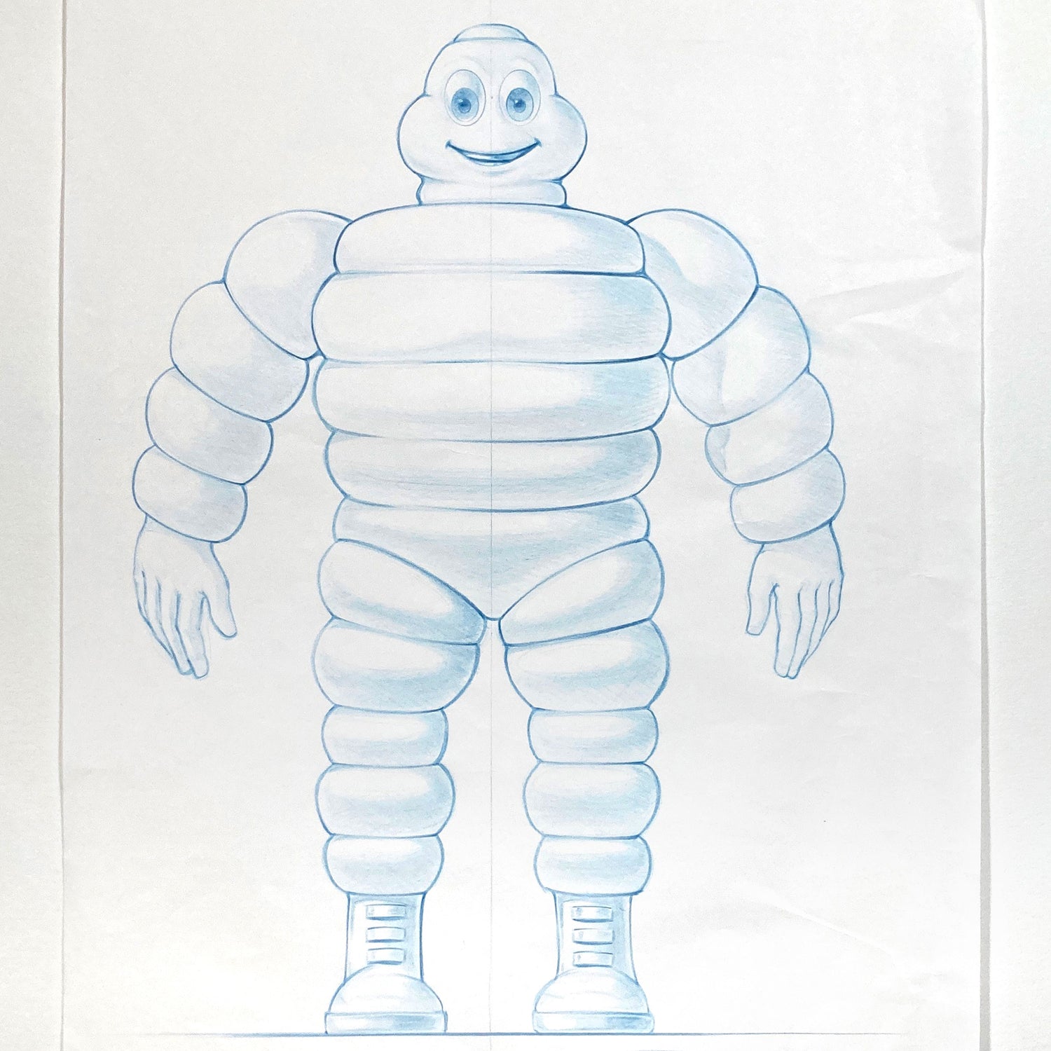 Original Vintage Concept Art – Michelin Man Advertising Signed Sketch by Jeff Julian. For sale on FLIP Gallery