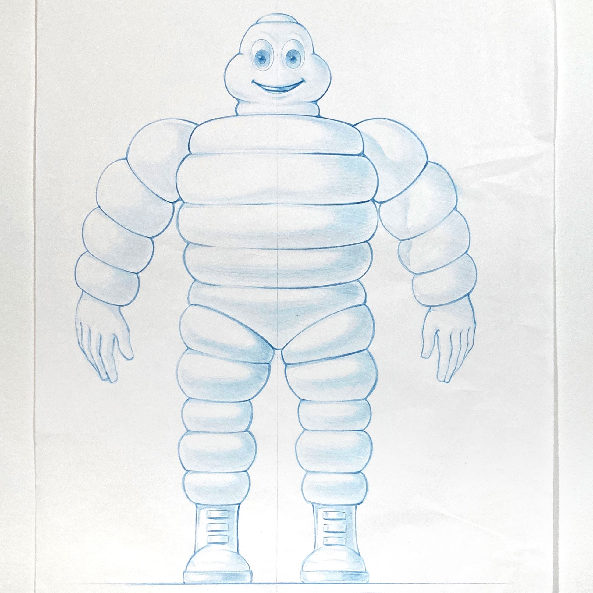 Original Vintage Concept Art – Michelin Man Advertising Signed Sketch by Jeff Julian. For sale on FLIP Gallery