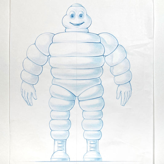 Original Vintage Concept Art – Michelin Man Advertising Signed Sketch by Jeff Julian. For sale on FLIP Gallery