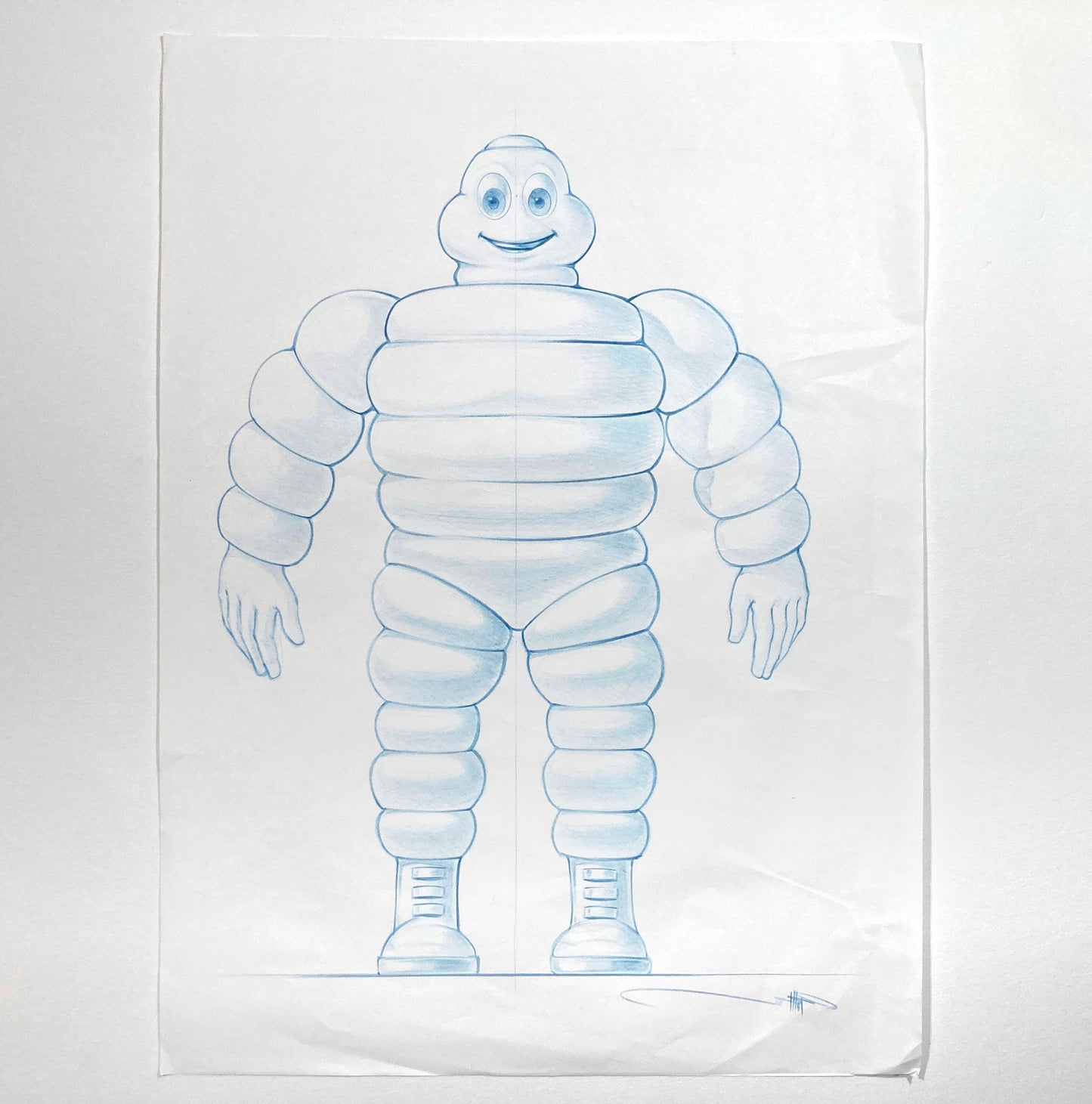 Original Vintage Concept Art – Michelin Man Advertising Signed Sketch by Jeff Julian. For sale on FLIP Gallery