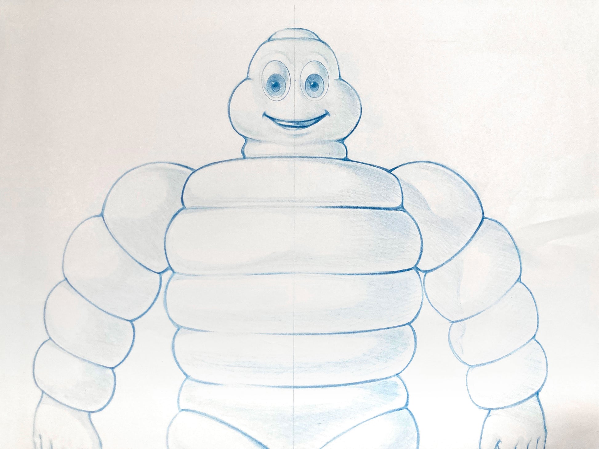 Original Vintage Concept Art – Michelin Man Advertising Signed Sketch by Jeff Julian. For sale on FLIP Gallery