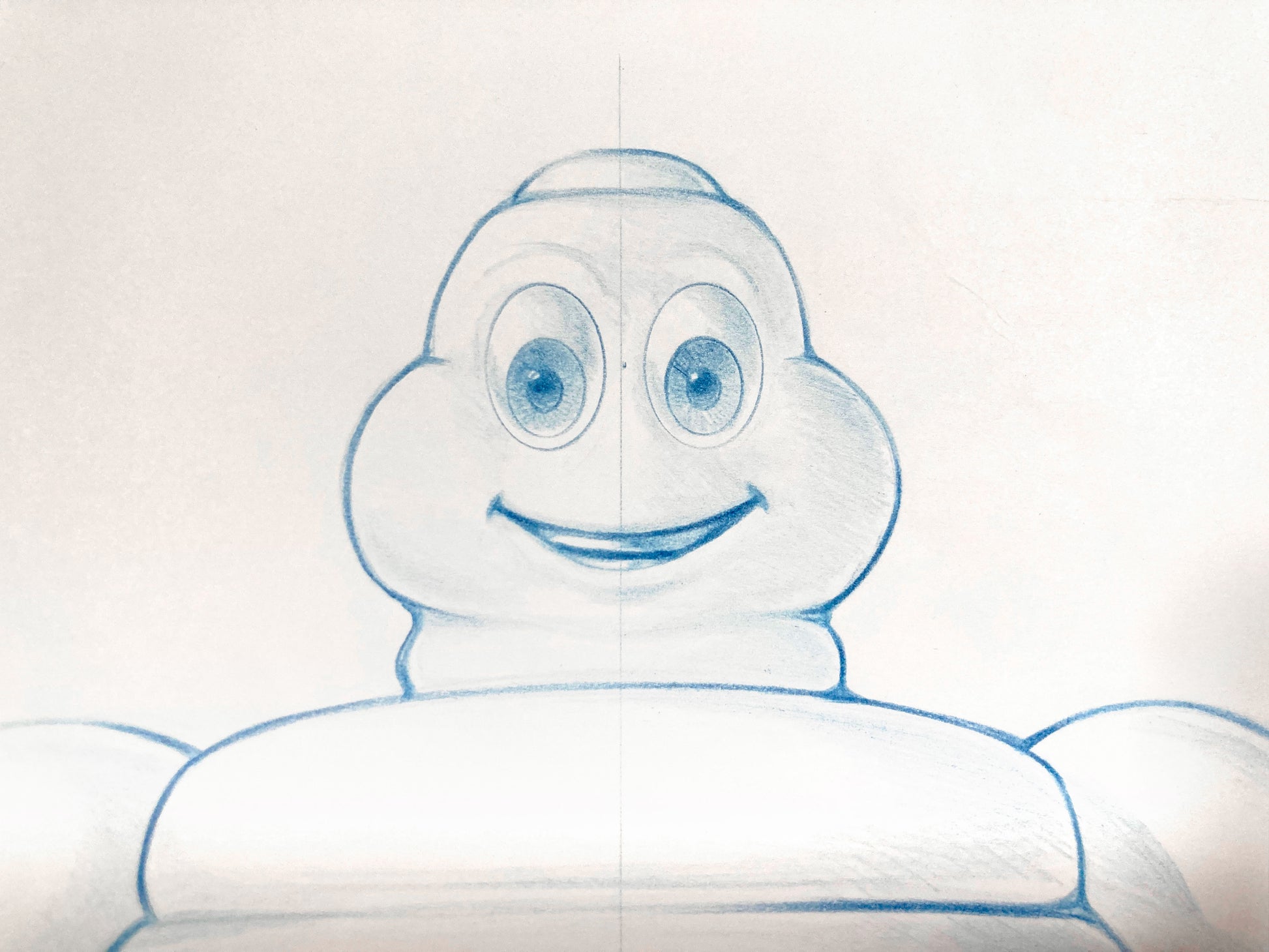 Original Vintage Concept Art – Michelin Man Advertising Signed Sketch by Jeff Julian. For sale on FLIP Gallery