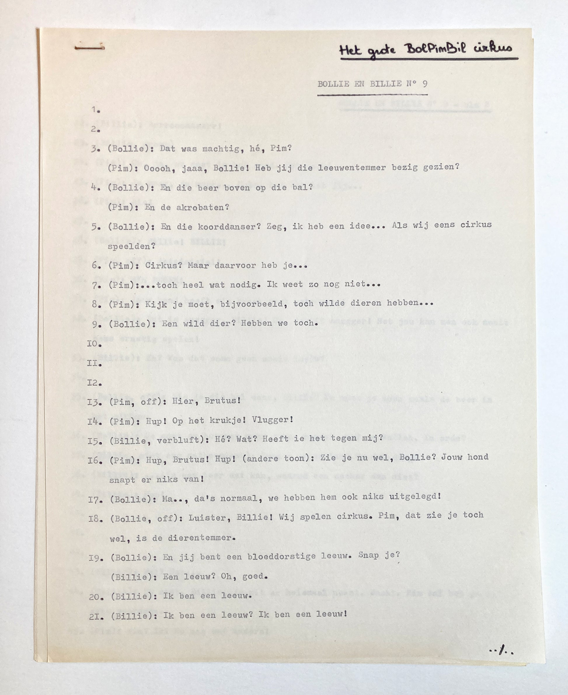 Boule and Bill - Original Production Script of 1975. For sale on FLIP Gallery