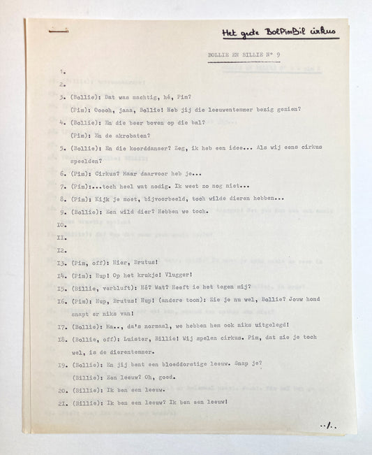 Boule and Bill - Original Production Script of 1975. For sale on FLIP Gallery