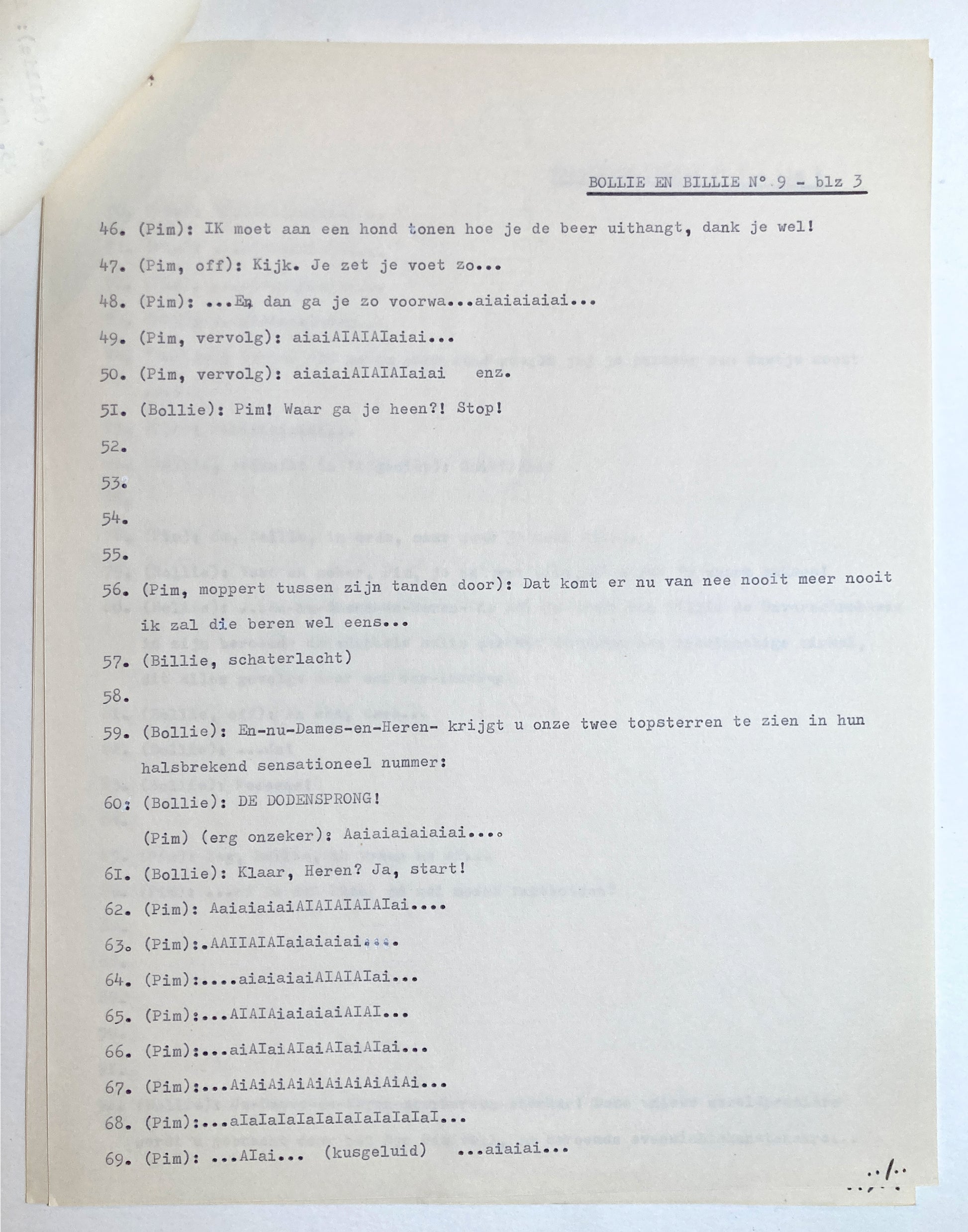 Boule and Bill - Original Production Script of 1975. For sale on FLIP Gallery