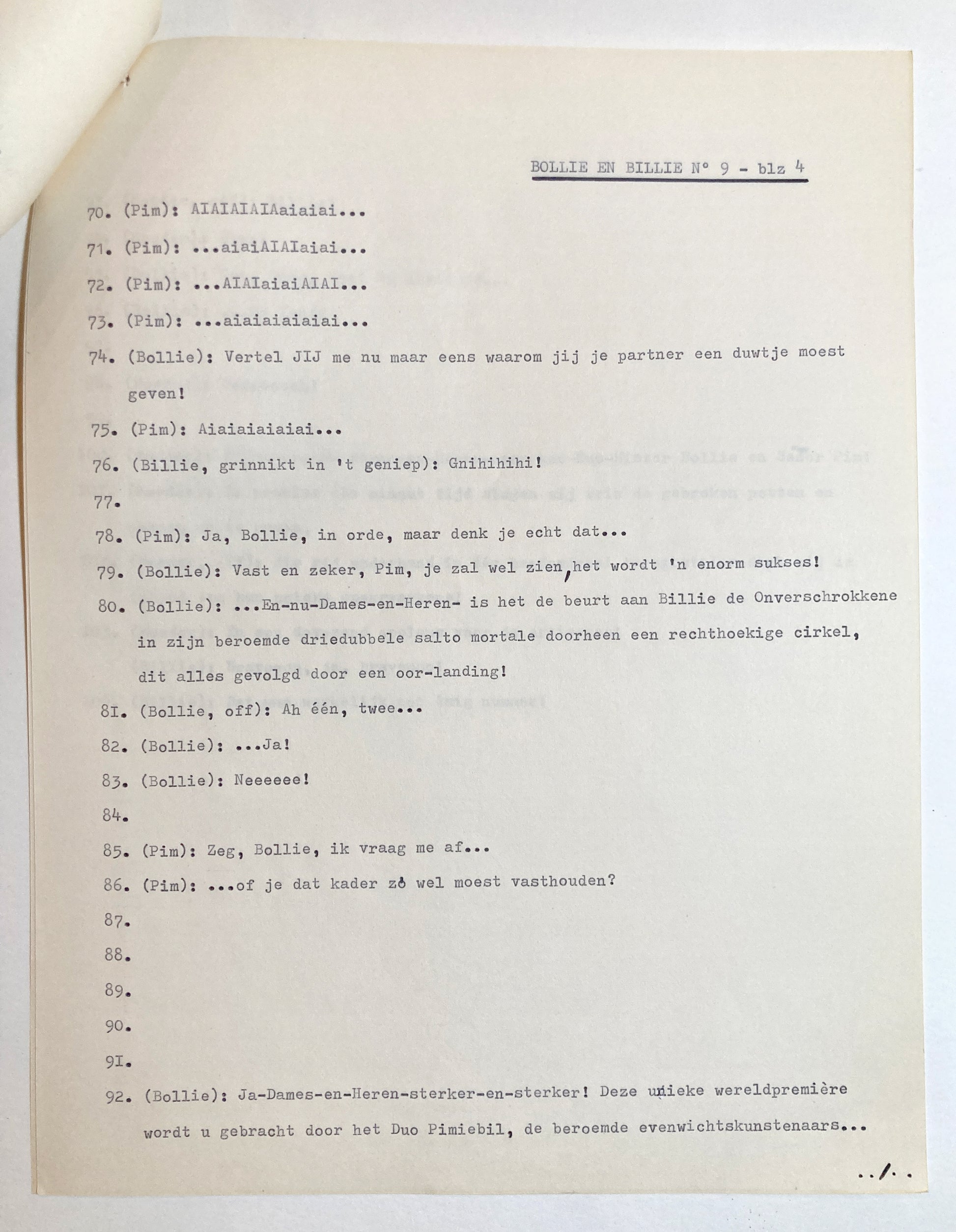 Boule and Bill - Original Production Script of 1975. For sale on FLIP Gallery