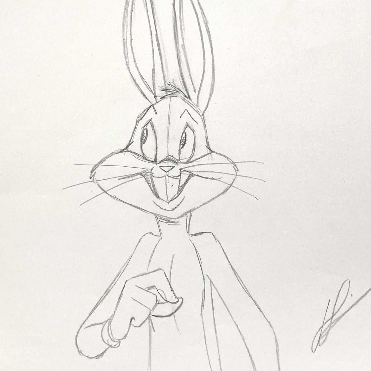 Bugs Bunny Original Animation Production Art Drawing Signed – Warner Bros. (2021). For sale on FLIP Gallery
