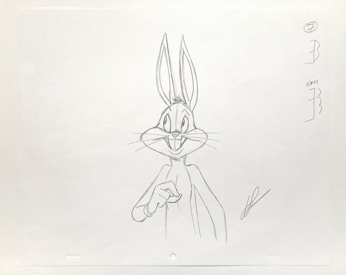 Bugs Bunny Original Animation Production Art Drawing Signed – Warner Bros. (2021). For sale on FLIP Gallery