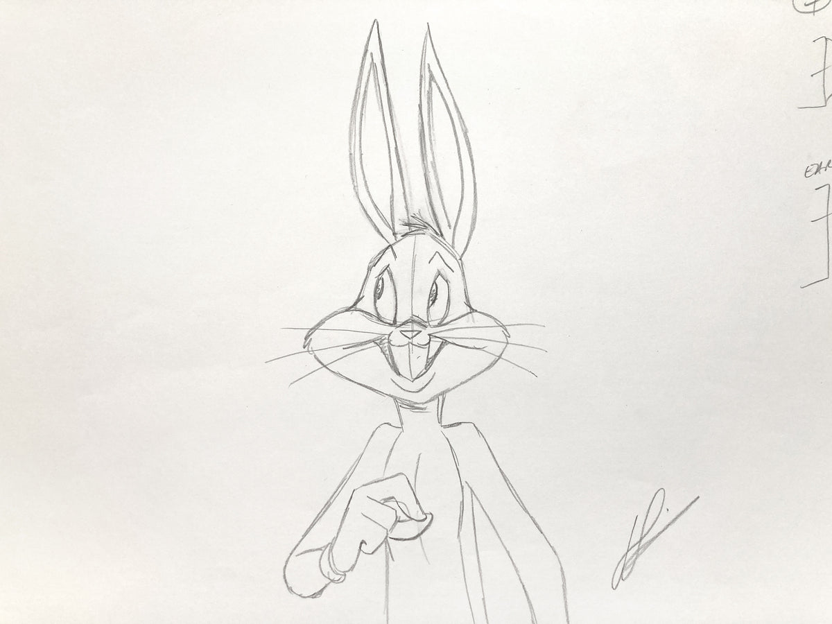 Bugs Bunny Original Animation Production Art Drawing Signed – Warner Bros. (2021). For sale on FLIP Gallery