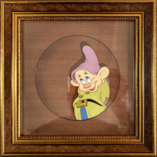 Snow White and the Seven Dwarfs SOLD-OUT Disney Portrait Gallery Series by Courvoisier, Dopey Limited Edition Cel 259/750 (Walt Disney, 1937/1997). For sale on FLIP Gallery