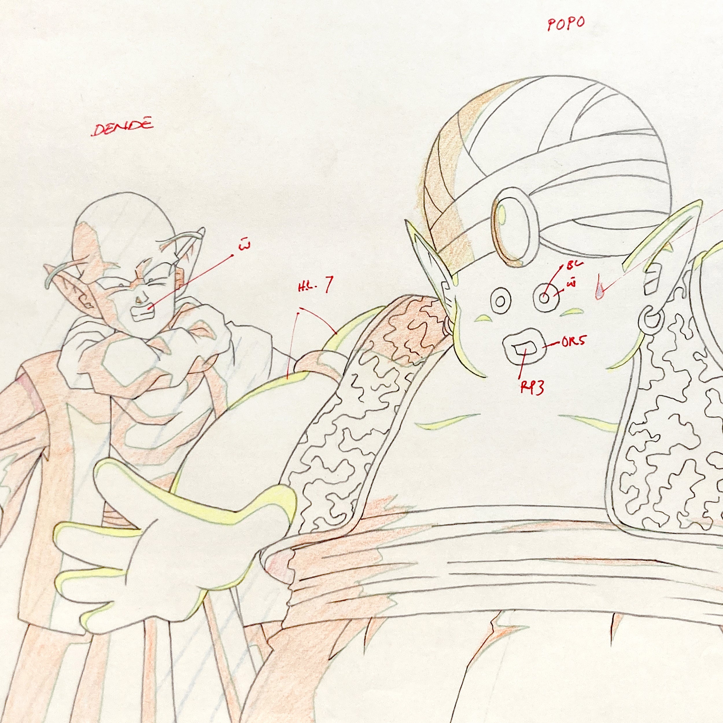 DRAGON BALL GT : Dende and Mr. Popo Original Animation Drawing