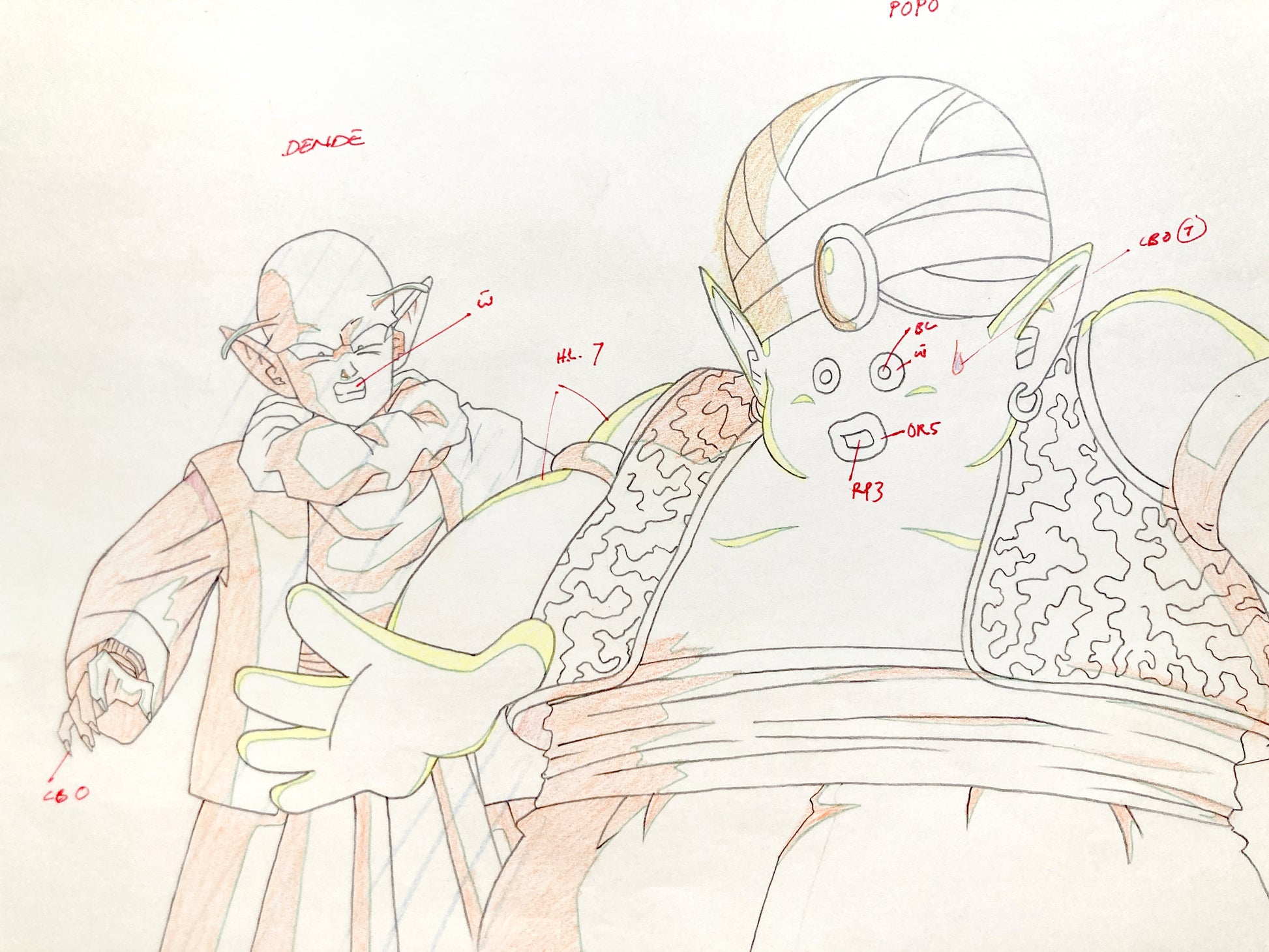 Dragon Ball GT : Dende and Mr. Popo Animation Drawing (Toei Animation, c. 1996-97). For sale on FLIP Gallery