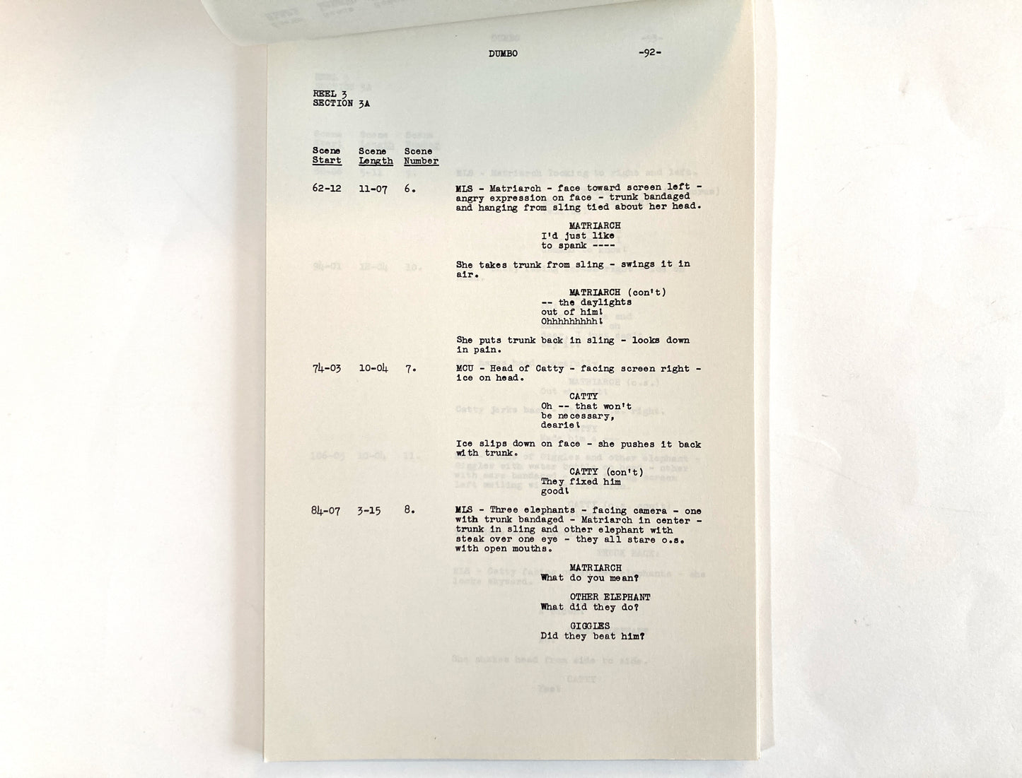Dumbo - Original 1941 Script from Walt Disney Productions. For sale on FLIP Gallery