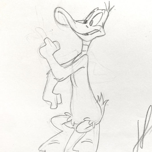 Daffy Duck : Original Animation Drawing Signed – Warner Bros. (c. 1990s). For sale on FLIP Gallery