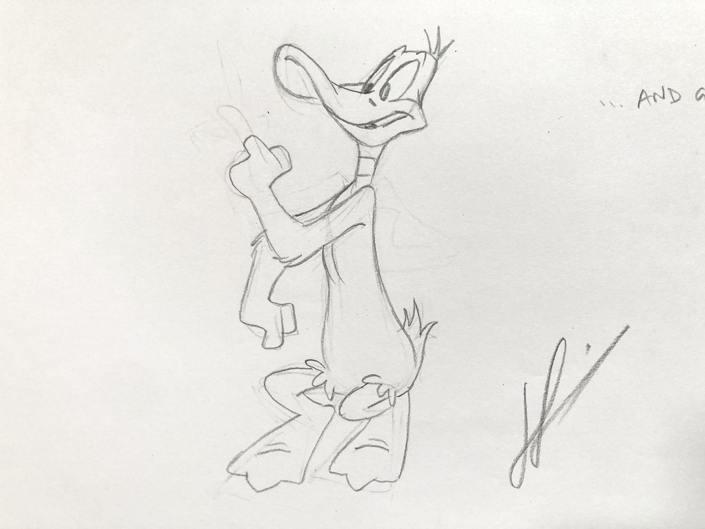 Daffy Duck : Original Animation Drawing Signed – Warner Bros. (c. 1990s). For sale on FLIP Gallery
