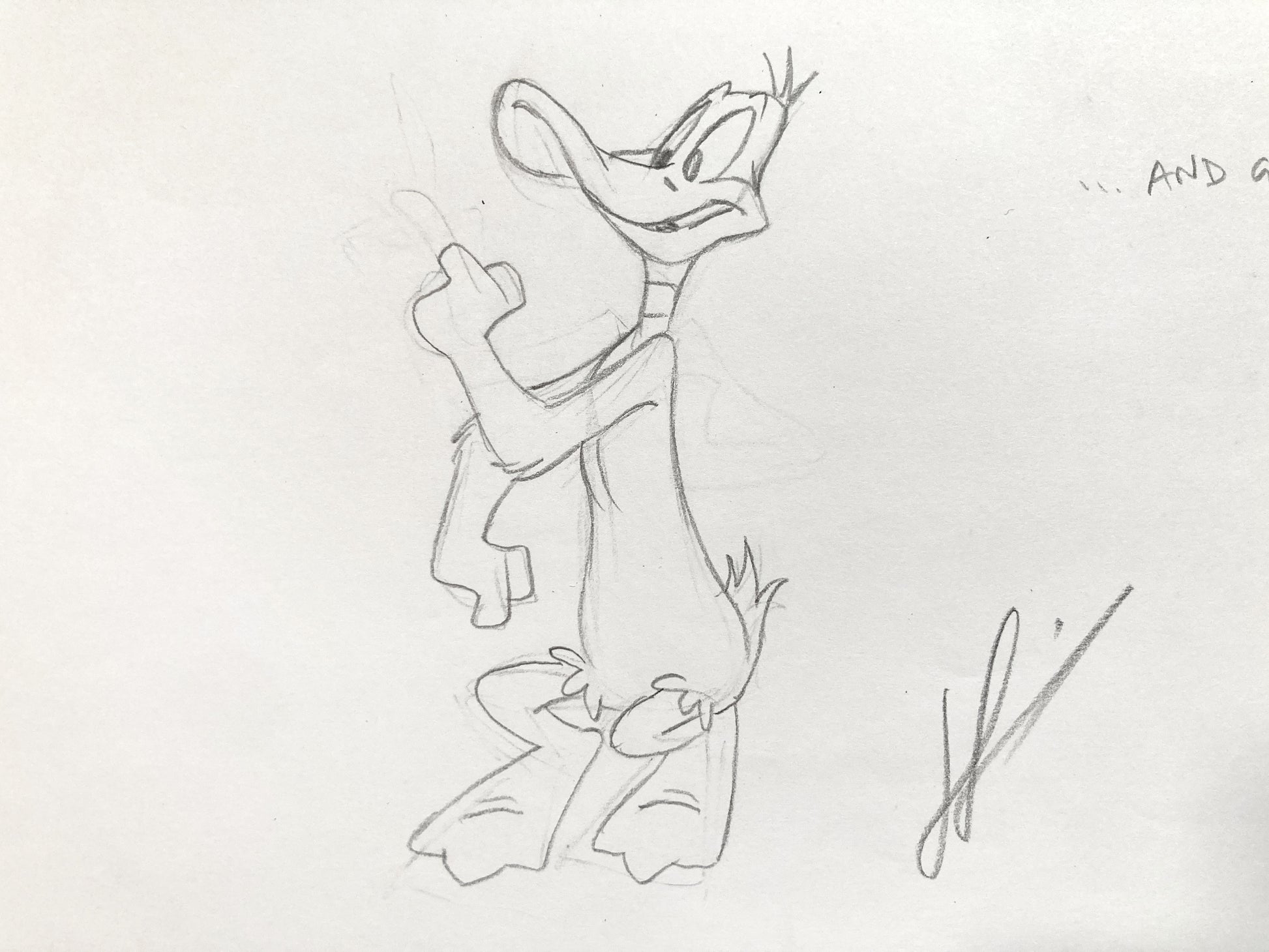 Daffy Duck : Original Animation Drawing Signed – Warner Bros. (c. 1990s). For sale on FLIP Gallery